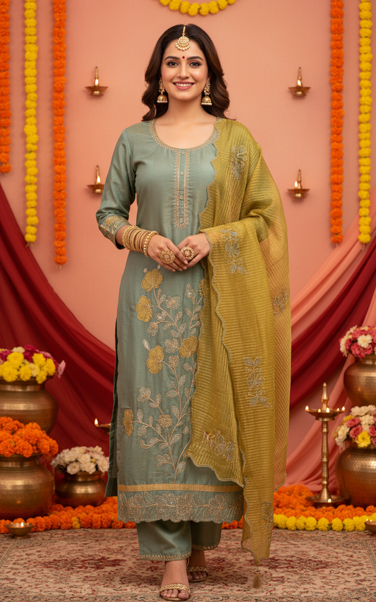 Zari Blossom Kurta Set